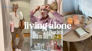 living alone diaries | slow days at home, self care, journaling, cooking & pilates