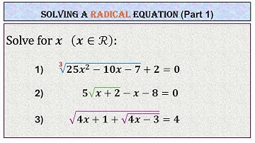 How to solve Radical equations (Step by Step) -  part 1