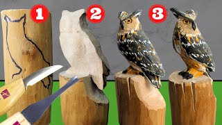 Mastering Owl Woodcarving: A Step-by-Step Guide using Carving Knives & Acrylic Paint