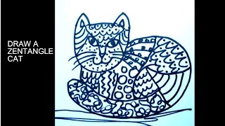 DRAWING: How to draw a zentangle cat