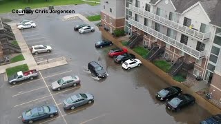 Drone video shows flooding at Ames apartment complex