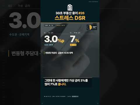 [영상] 금리는 그대로인데 한도가 줄었습니다 — 스트레스 DSR 뜻 | 30초 부동산 용어 #26 미리보기