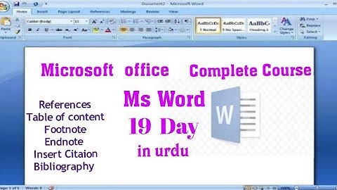 References Tab part 1  in Ms Word 2007 in Urdu/Hindi.