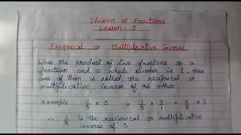 Class V (Mathematics) Lesson No. 9 "Division of Fractions" (Attachment in description box)
