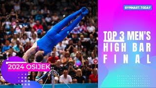 Top 3 in Men's High Bar Final - 2024 Osijek Gymnastics World Challenge Cup