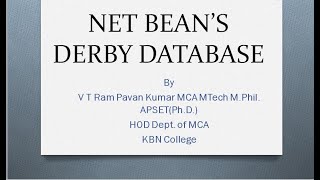 NET BEAN'S DERBY DATABASE CONNECTION