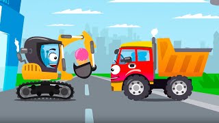 Sarı Ekskavatör Oto Yıkamada - Cars Stories - Çocuklar için Çizgi Film