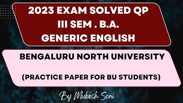 3rd Sem. B.A. | BNU | 2023 Solved QP | Generic English