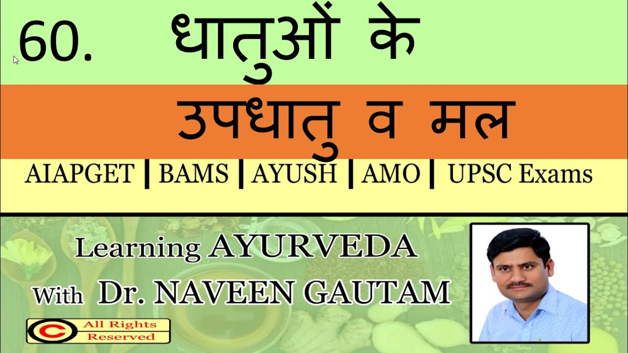 Dhatu Updhatu & Mal ,धातुओं के  उपधातु व मल @ Dr. Naveen Gautam