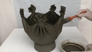 Amazing Creation From Rags and Cement / Design Beautiful Flower Pots At Home