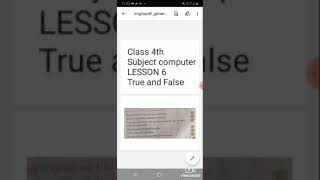 Class 4th  Subject computer  LESSON 6 True and False