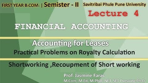 Accounting for Leases |Practicals problem on Royalty Account |  F.Y.B.Com | Sem 2| SPPU| Lecture 4