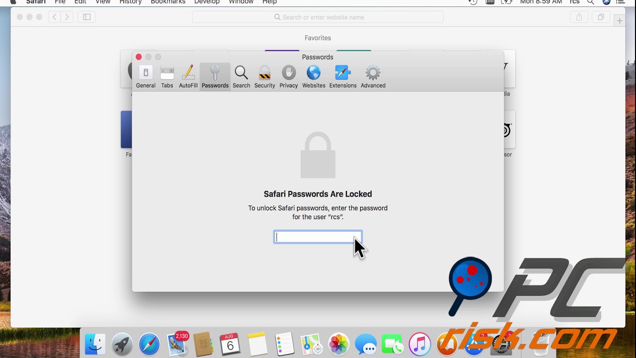 salvare password su safari