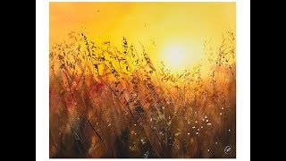 sunset painting tutorial watercolors