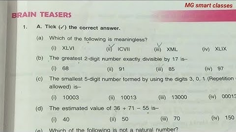 D.A.V maths(class-6)BRAIN TEASER/CHAPTER-1(natural numbers and whole numbers)MG smart classes