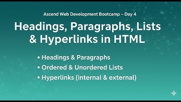 Headings, Paragrahs,  Lists & Hyperlinks in HTML | Ascend Web Dev Bootcamp | Day 4 | by Softzenith