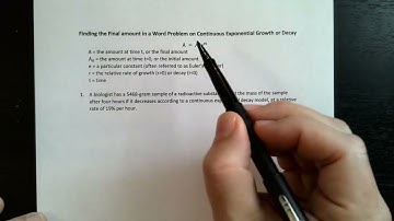 Finding the Final amount in a Word Problem on Continuous Exponential Growth or Decay A=Pe^rt