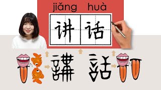 NEW HSK2//讲话/講話/jianghua_(speak, talk)How to Pronounce & Write Chinese Word & Character #newhsk2