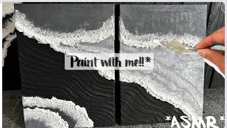 DIY WAVE  TEXTURED PAINTING using a BALLOON, spackling, and sand| ASMR| Paint with me #art