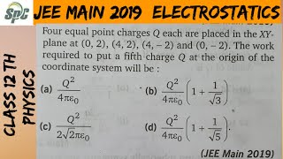 Four equal point charges Q each are placed in the x y plane at ( 0,2 ) , ( 4, 2 ), ( 4,- 2 ) and