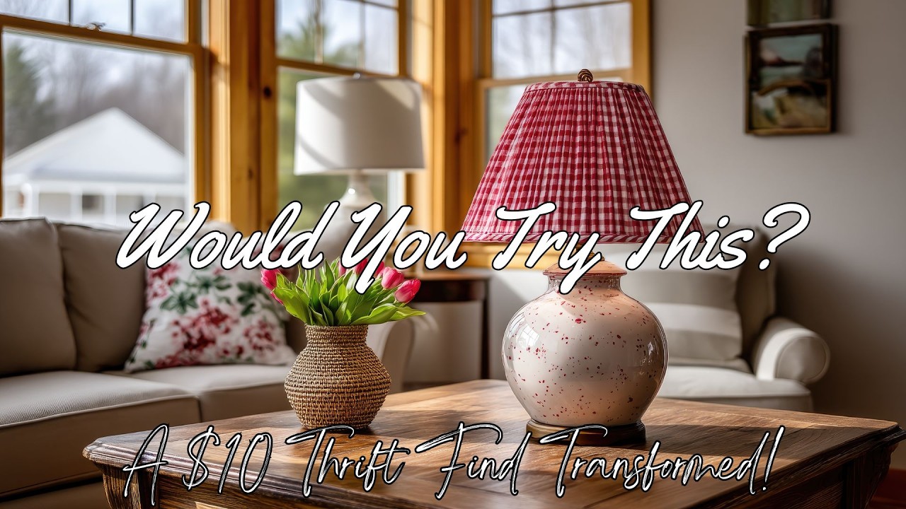 Thrifted Lamp Makeover: Creating Vintage Gingham Shades for a Cozy Spring Cottage Home