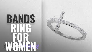 10 Best Bands Ring For Women: 10kt White Gold Womens Round Diamond Christian Cross Religious Band