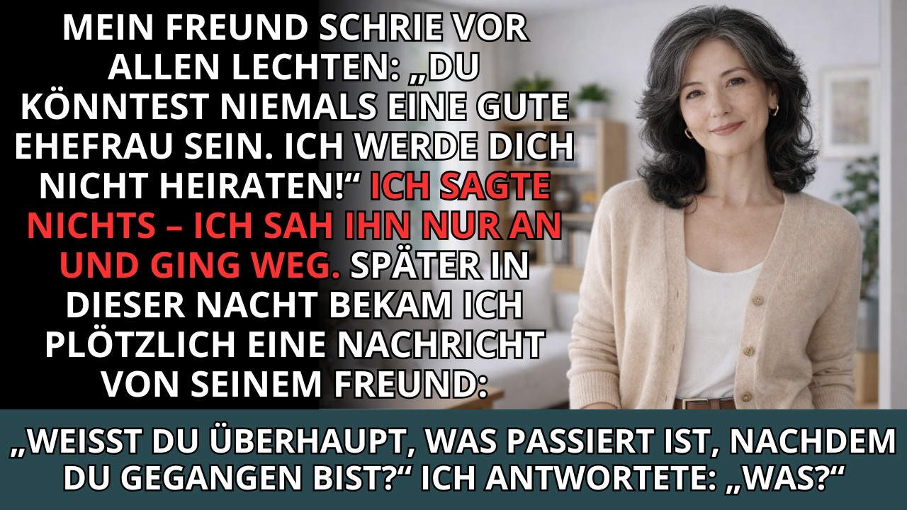 Ralf stellte sein Glas ab und sagte vor versammelter Familie, ich tauge niemals zur Ehefrau. Es war ein Sonntag im Garten, die Apfelbäume blühten, und meine Enkel hielten ihre Brezeln so fest,...