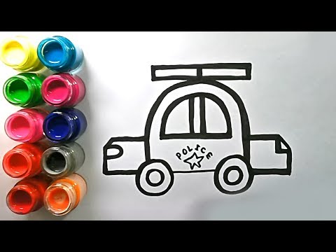 பொம்மை போலீஸ் கார்  Toy Police Car coloring and drawing Kids learn Color Kids Tv Chinna chinna Oviya