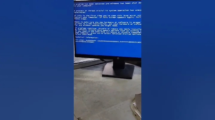 a problem has been detected and windows has been shut down to prevent damage to your computer