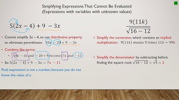 Expressions Simplify and Evaluate Video