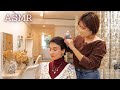 ASMR 🤎Cozy Hair Styling in Japanese Salon (Soft Spoken)