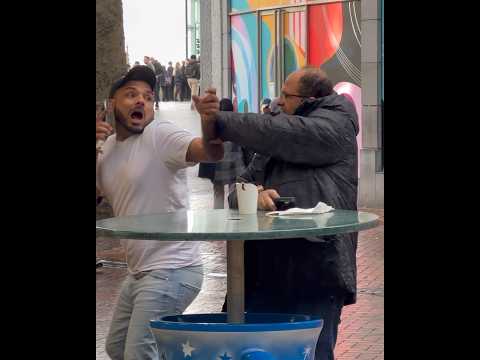 I eat his food then I call the security on him😁#funny #comedy #shorts