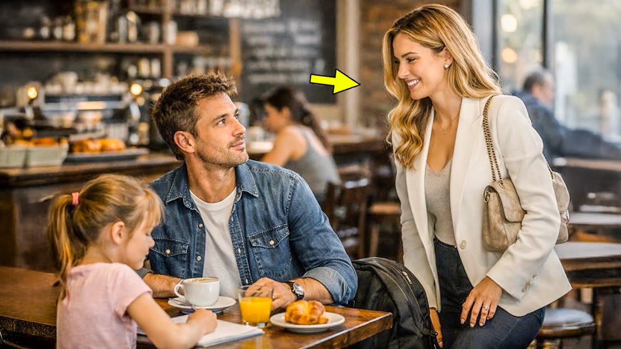 Padre soltero come solo en el café — hasta que la hija del magnate pide sentarse con él.