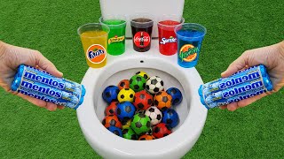 Football VS Mentos and Popular Sodas !! Sprite, Coca Cola, Fanta, Yedigün and Mentos in the toilet