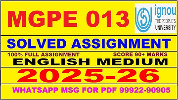 MGPE 013 solved assignment 2025-26 in English || mgpe 013 solved assignment 2026 || mgpe13 2025-26