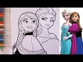 Disney Frozen Coloring -  How to : Coloring Frozen Elsa & Anna - تلوين أميرة الثلج