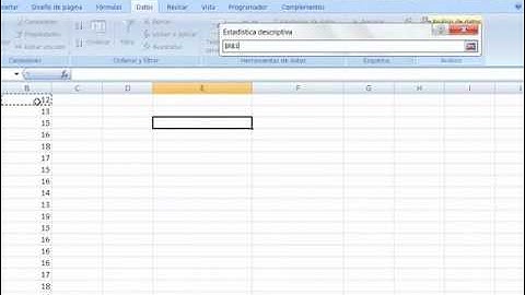 CALCULO DE ESADISTICOS EN EXCEL 2007 USANDO COMPLEMENTO ANALISIS DE DATOS