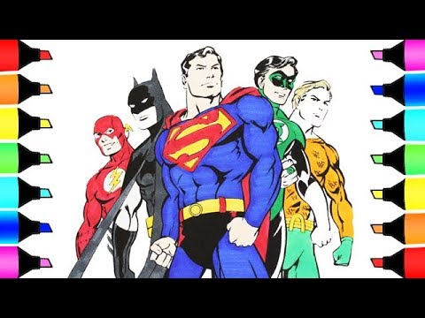 Justice league coloring pages Superman Batman Flash Aquaman Green lantern  colouring - YouTube