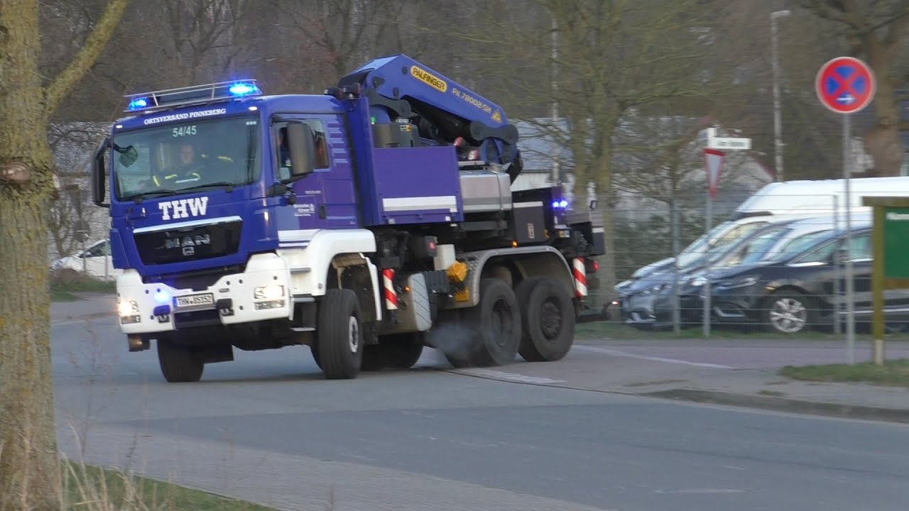 Schwere Technischehilfe im Bahnbereich  Einsatzfahrten THW Pinneberg