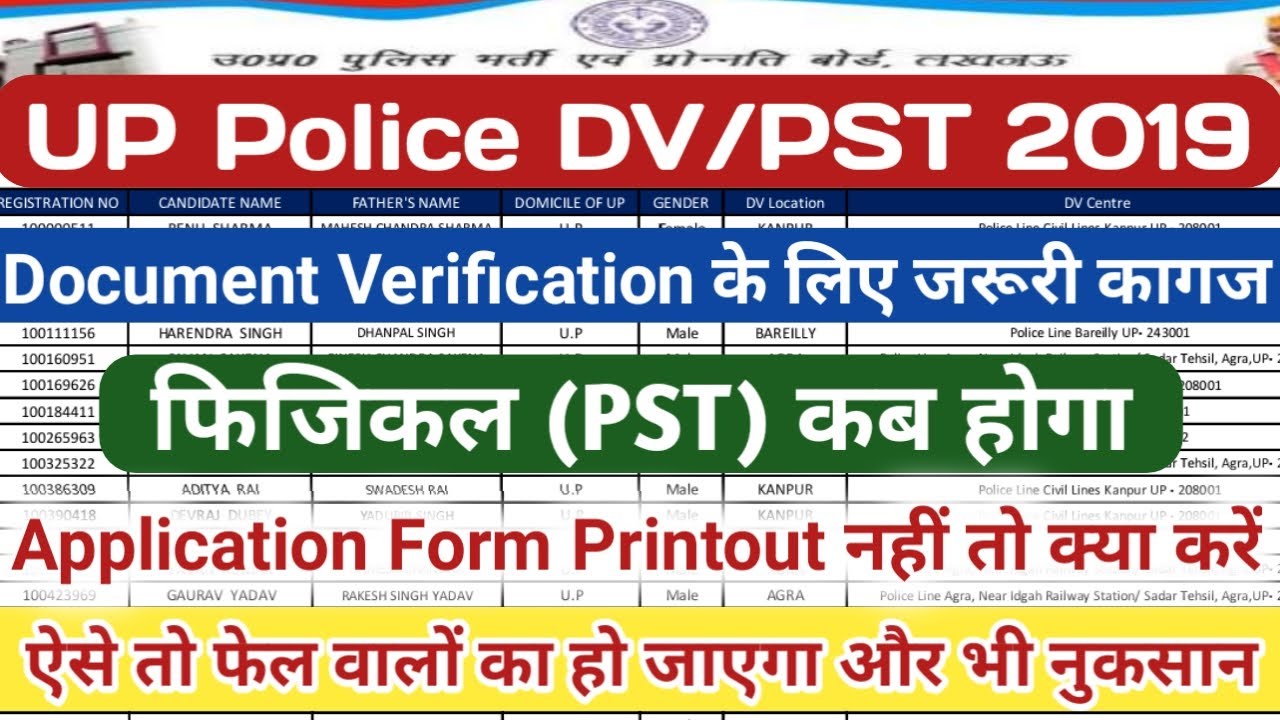 Up Police DV/PST 2019//UP Police 2019 Second List//UPP New Update -  EXAM DAY