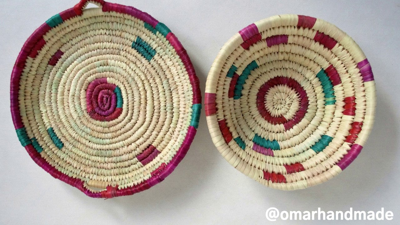 Creative woven plates for bread and fruits    Natural plates from Palm leaves