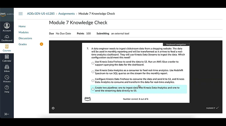 AWS Academy Data Engineering | Module 7 Knowledge Check