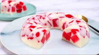 Milk jello dessert