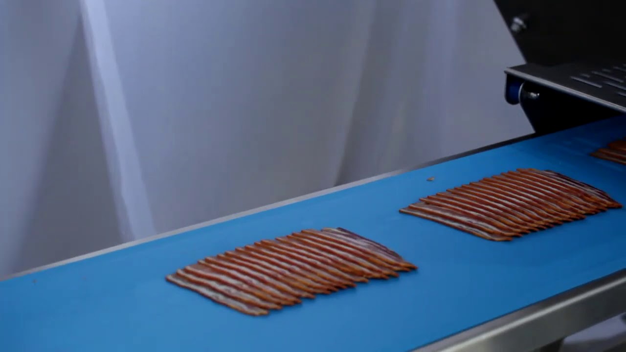 Equimatec Industrial Slicers - model FT250 (bacon shingled) - YouTube