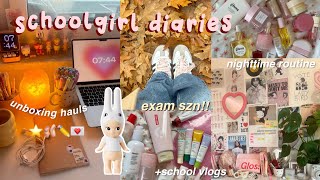 🩰🧸 days in my life- exam season grwm, night routine (makeup, skincare..) | aesthetic vlogs, school