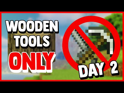 〖WOODEN TOOLS ONLY〗Hardcore Minecraft Without Crafting Any Better Tools! - Day 2