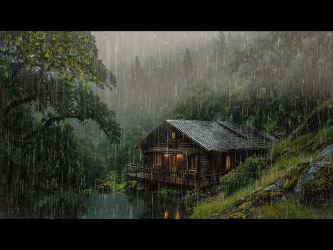 Heavy Rain Sounds in The Foggy Forest for Sleeping | Deep Sleep FAST & End Insomnia, Relax