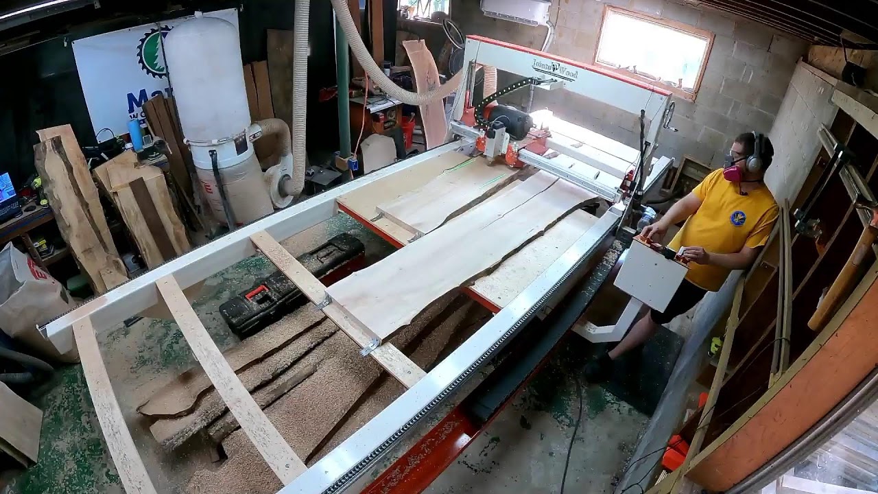 Flattening a Book-Matched Set of Maple Slabs