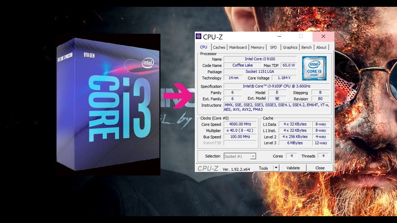 INTEL Core I3 9100F CPU-Z BENCHMARK 