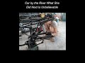 She found an abandoned bike by the river.